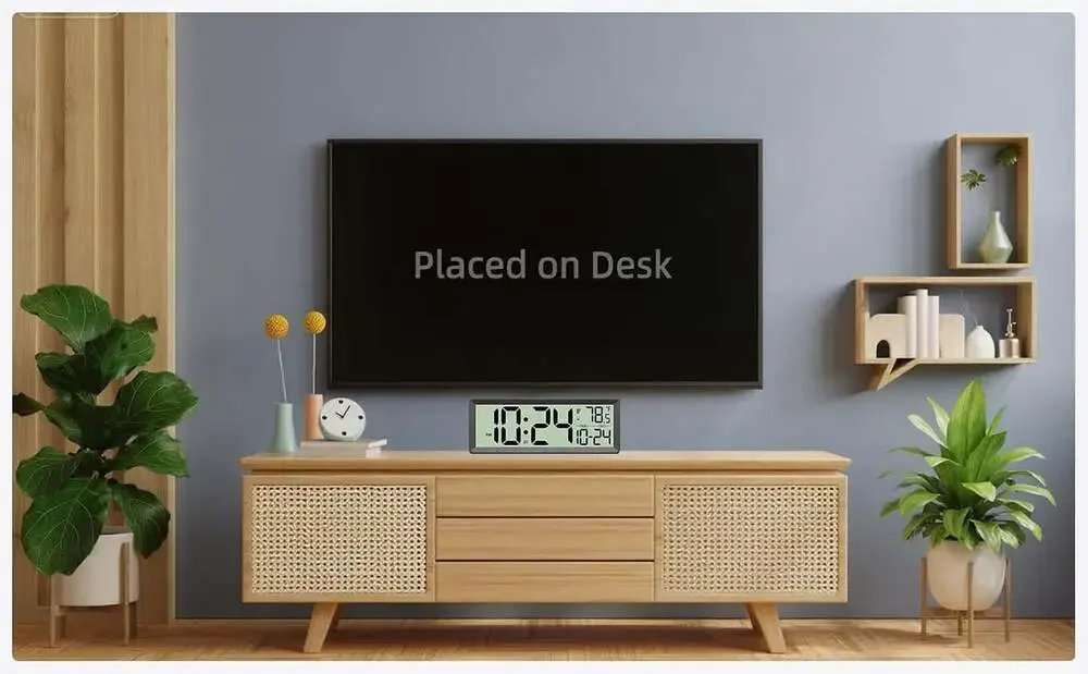 Digital Wall Clock 14 Inch Large Display Temperature Date DST Battery Operated